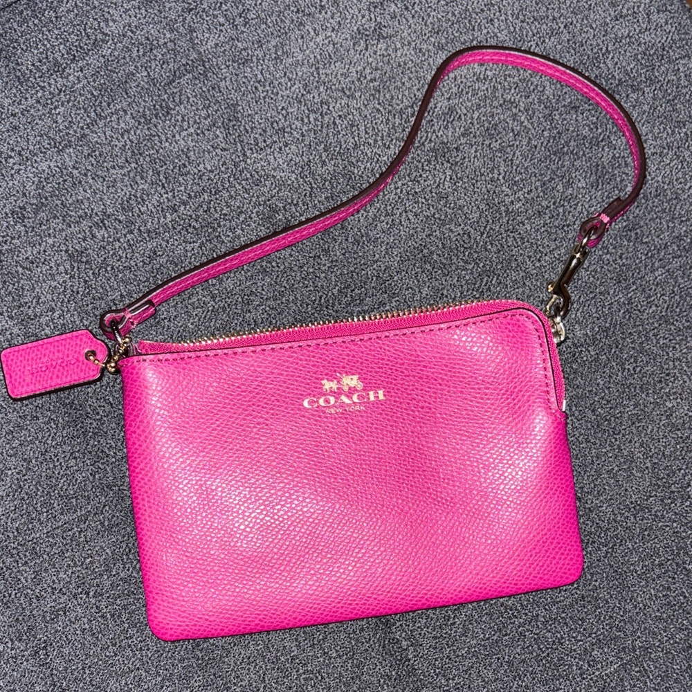 Coach Fuchsia Leather Wristlet
